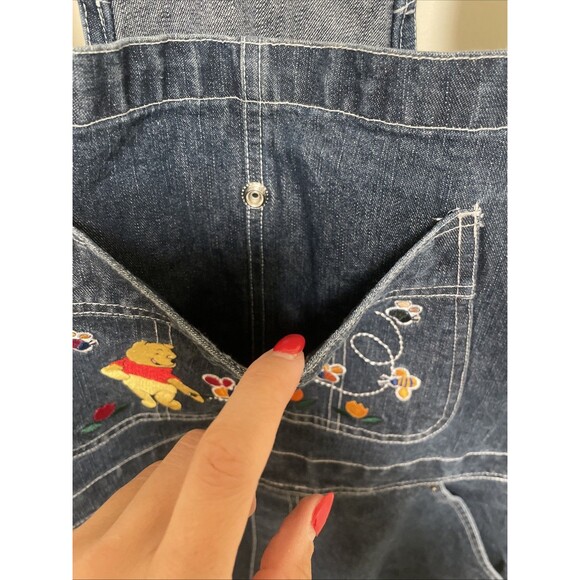 Vtg Winnie The Pooh Denim Overalls Bibs Women Size Large Disney Embroidered 90s - Picture 4 of 11